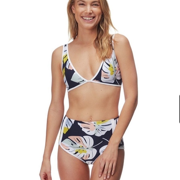 L*Space Blue, Yellow, Pink Palm Leaf High Waisted Bikini - Picture 12 of 13